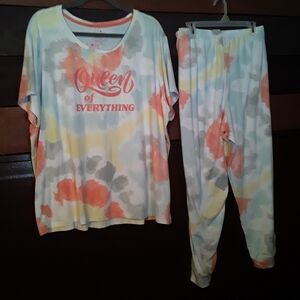 NWOT 3X 26/28 Secret Treasures Spunky QUEEN OF EVERYTHING Tie Dye Pajama set